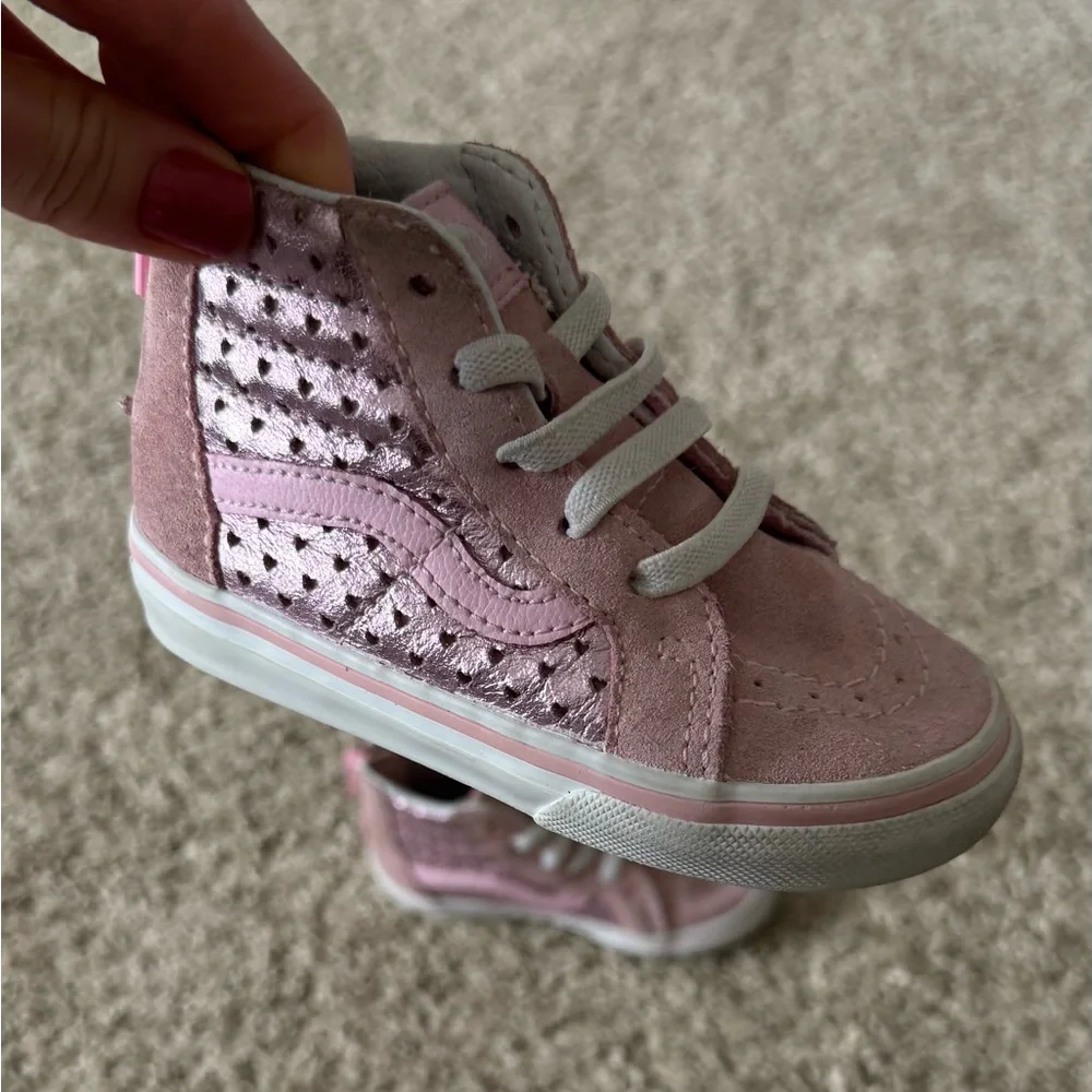 Vans Toddler girls pink heart sneakers shoes size 6 - Picture 8 of 15
